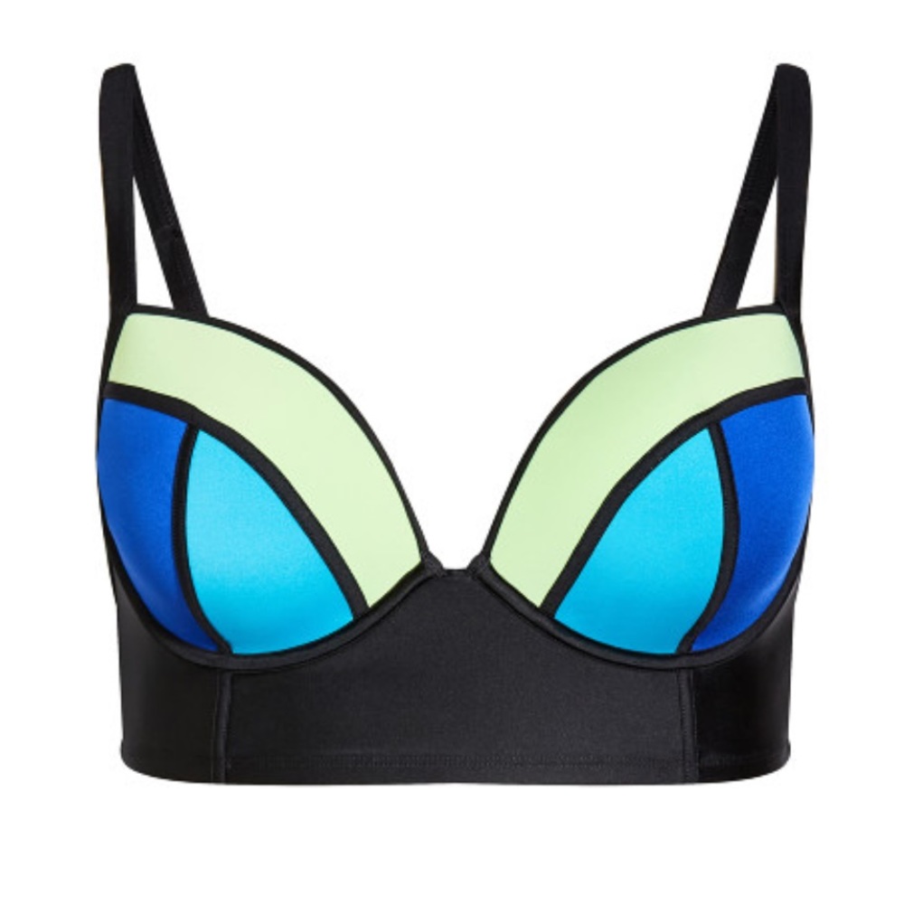 City Chic Color Block Longline Bikini Top XL